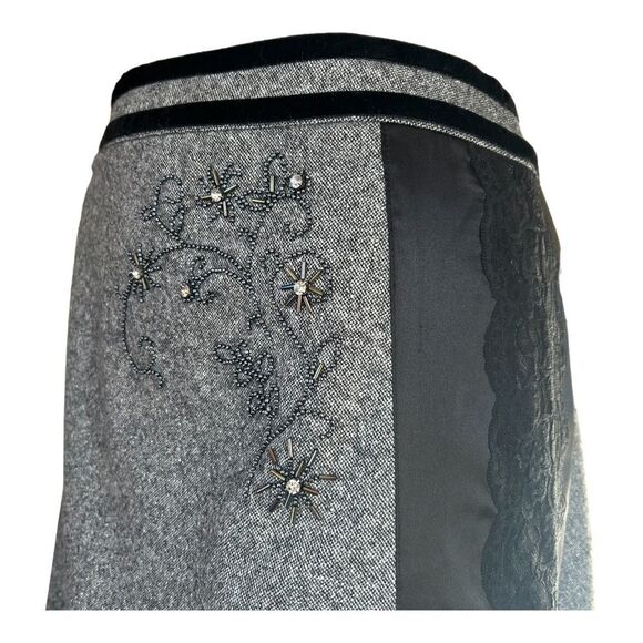 NEW Tyler Boe Wool Skirt Blazer Suit Grey Black Lace Silk Button Zip Women 12/10 - Picture 11 of 15